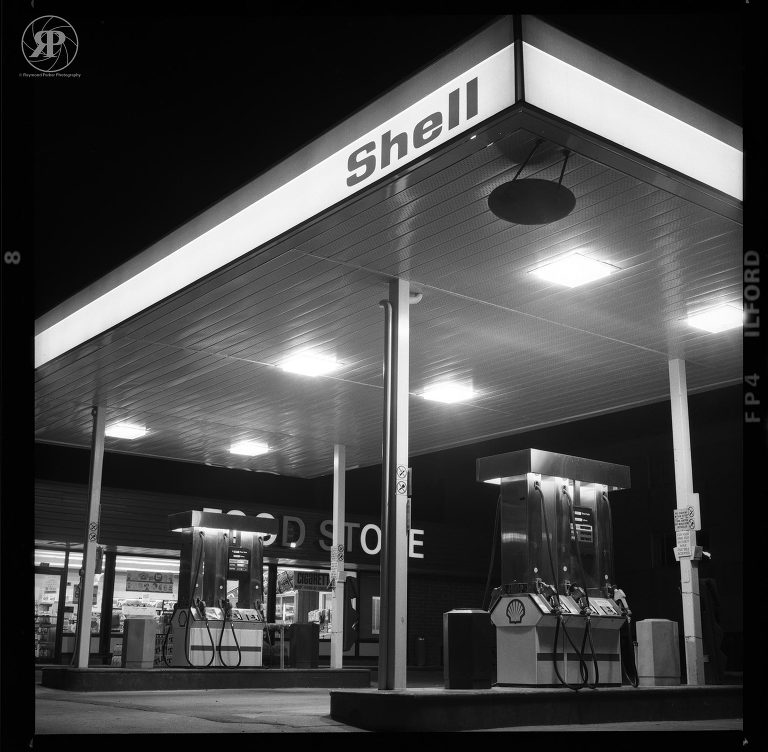 Shell station at night