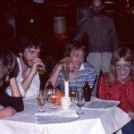 Co-op Xmas Party, 1981 (L-R: Scott Gould, Brent, Tom Herbst (rear), Betty McCloud)