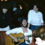 Co-op Xmas Party Troubadour, 1981 (L-R: Carrie Frechette, Scott Gould, Vera Zyla)